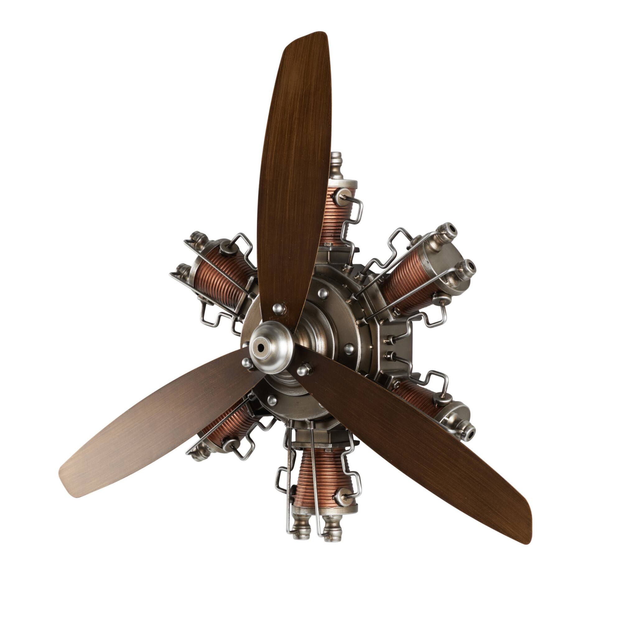25" Brown Metal Propeller Wall Décor with Silver Accents